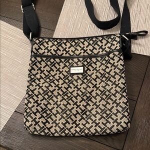 Tommy Hilfiger Black & Cream Monogram Crossbody Bag